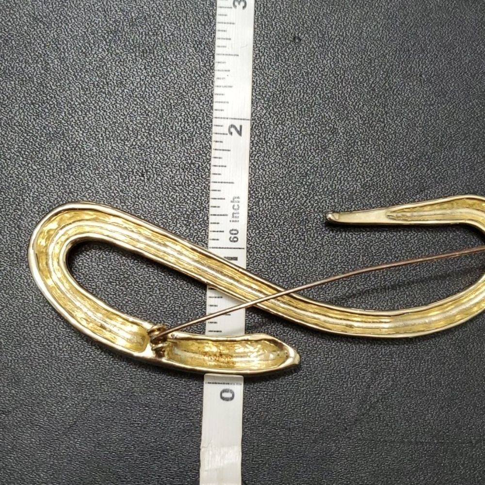 Vintage Gold Tone Large S Brooch - Picture 4 of 5